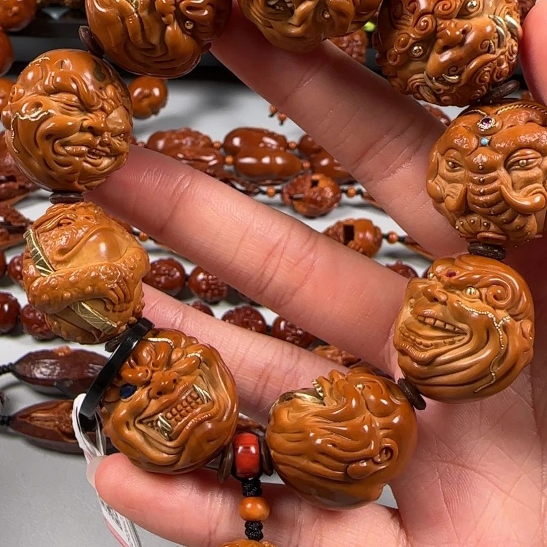 手串橄榄核油核镶嵌恶僧手串