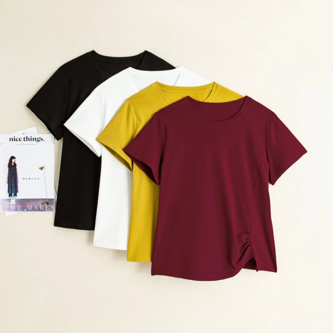 2025年夏季新款收腰显瘦圆领短袖T恤衫