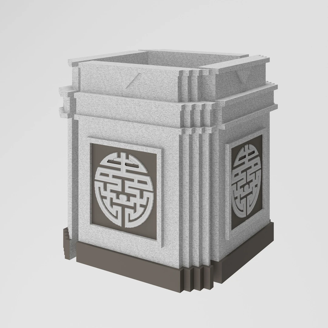 中式一体门柱01-柱座