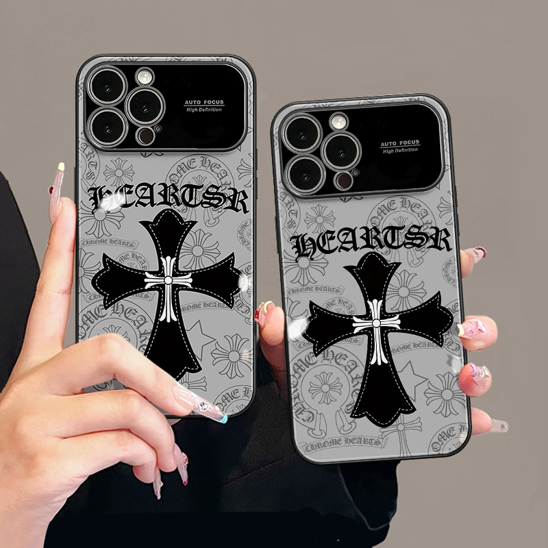十字架克罗心适用苹果17Pro手机壳16pm视窗玻璃15/14plus卡通女12