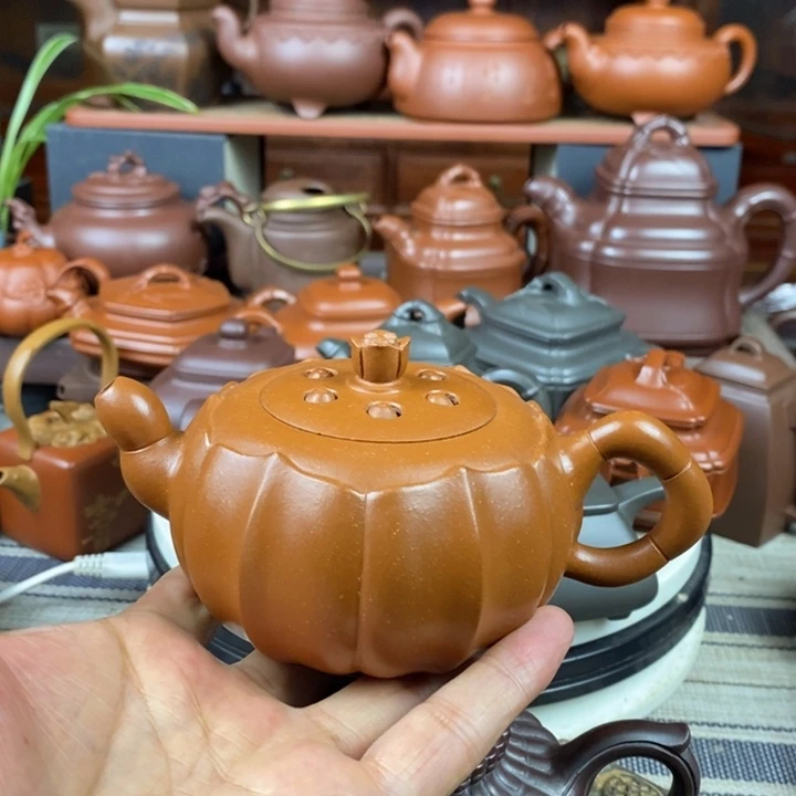紫砂茶壶莲子260cc原矿朱泥特价