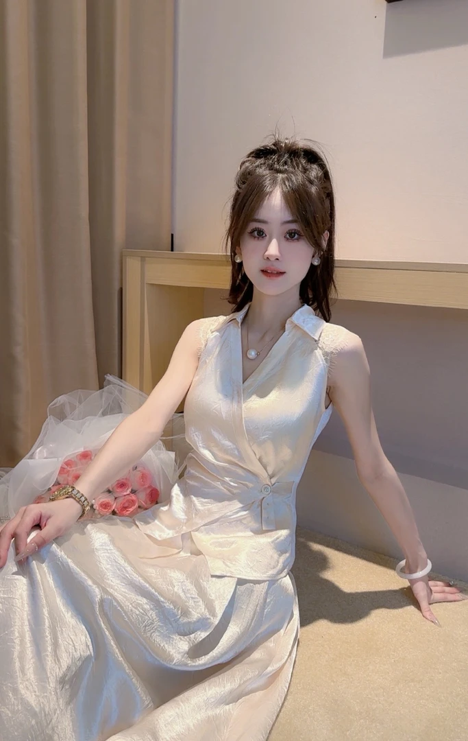 【娇娥】新款夏季交叉下摆无袖T恤2025修身洋气设计感收腰气质T恤