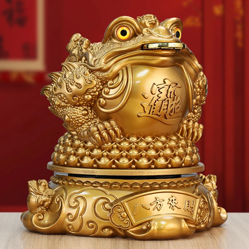 顺丰包邮旋转金蟾摆件大号三足蟾蜍开业送礼金蝉店铺办公室收银台