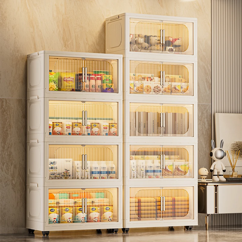 HC【拍四发五】45面宽折叠免安装收纳柜奶油黄储物柜家用童衣整理柜