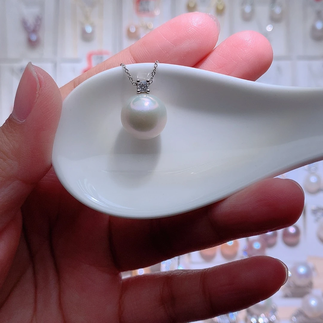 银S925镶嵌吊坠(赠链)淡水珍珠CC13mm