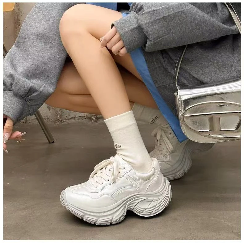 2025春季老爹鞋ins超火真皮珠光擦色厚底运动鞋休闲鞋小白鞋女鞋