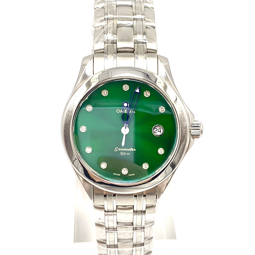 99新 Omega/欧米茄 海马/绿盘/石英/表径36mm/女表