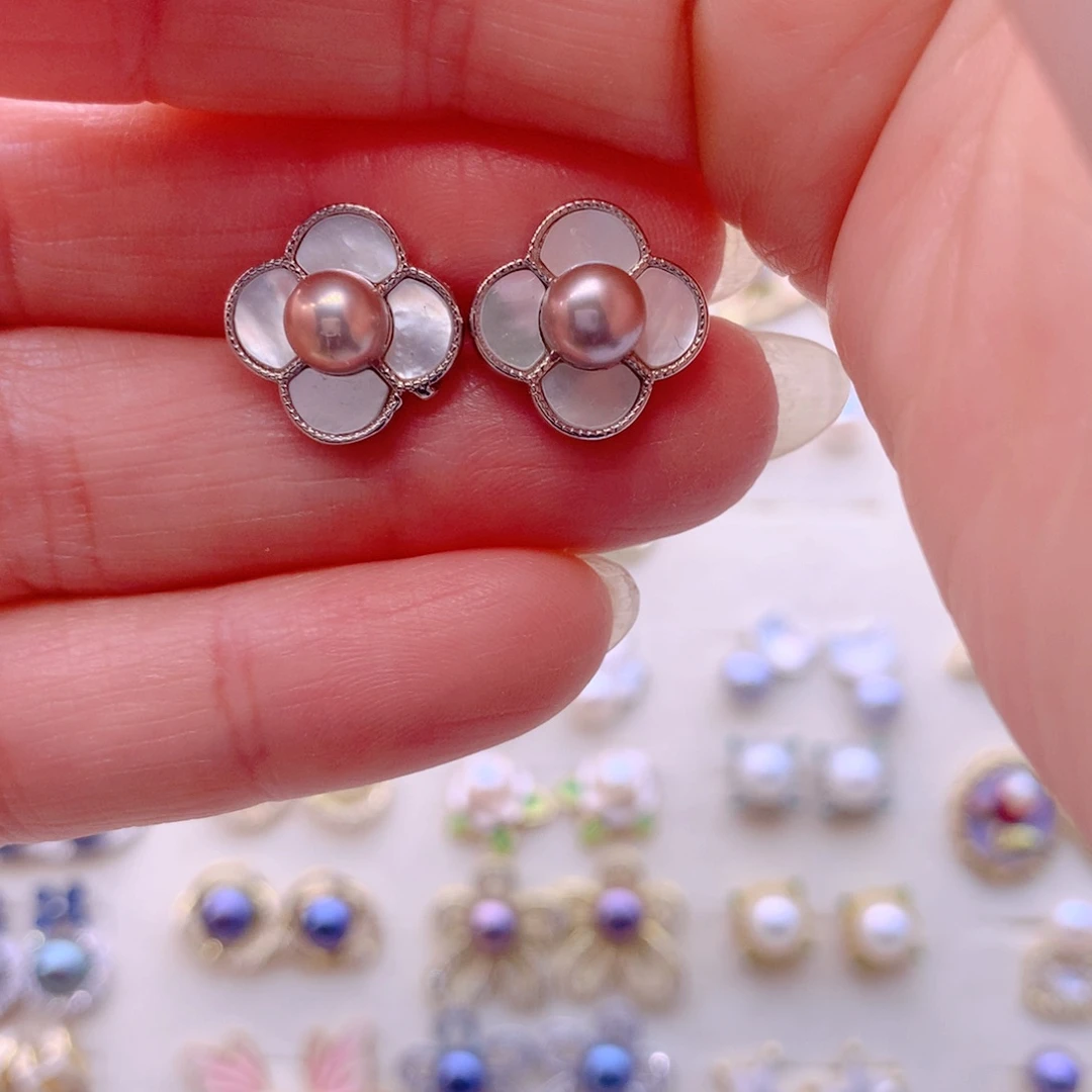 淡水珍珠耳饰合金