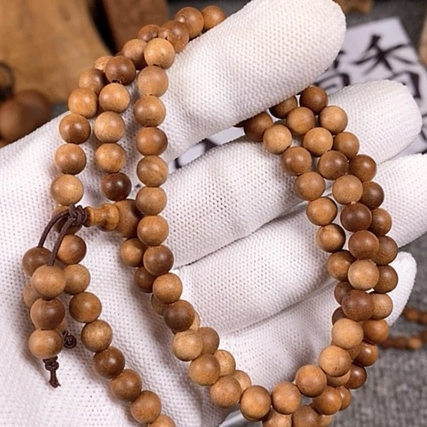 檀香木手串/手链老山檀香黑肉0.6/108沉水微瑕疵