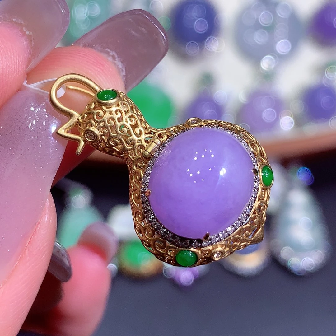 翡翠18K金镶嵌吊坠(不含链)