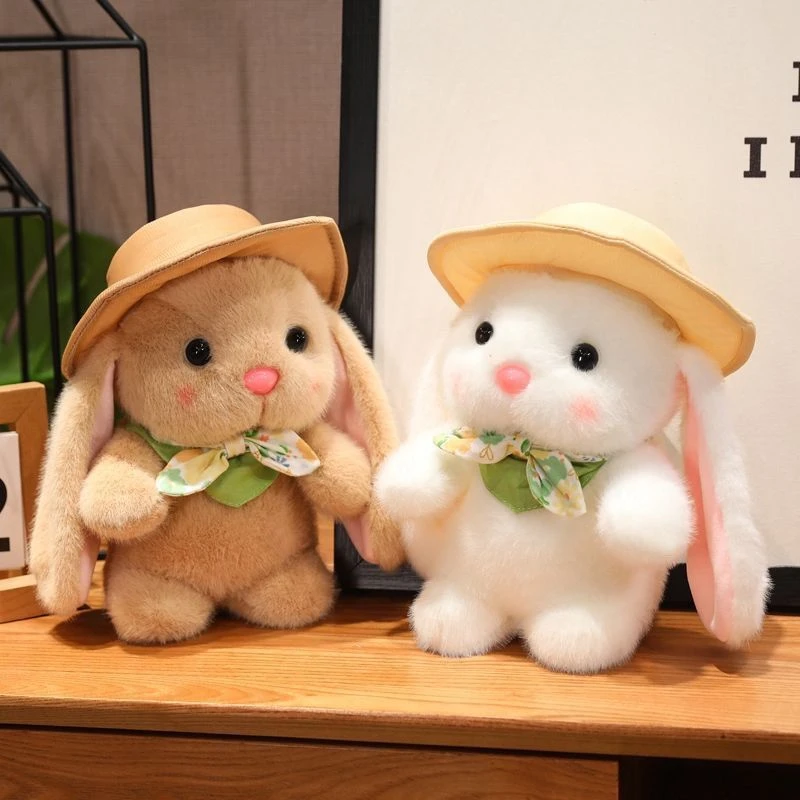 可爱带帽呆萌小兔子公仔毛绒玩具围巾领结兔兔玩偶儿童女生日礼物