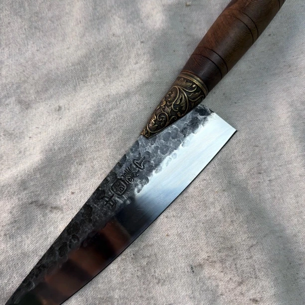 179 龙泉昊天宝剑高锰钢锻打铜装小屠龙刀木炳未开刃