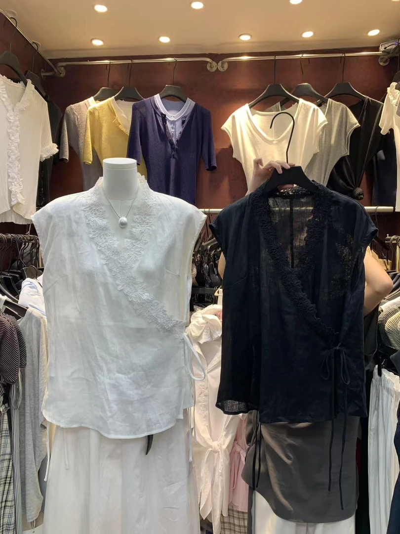 〔福〕喜糖（7999#）蕾丝边无袖叠穿马甲