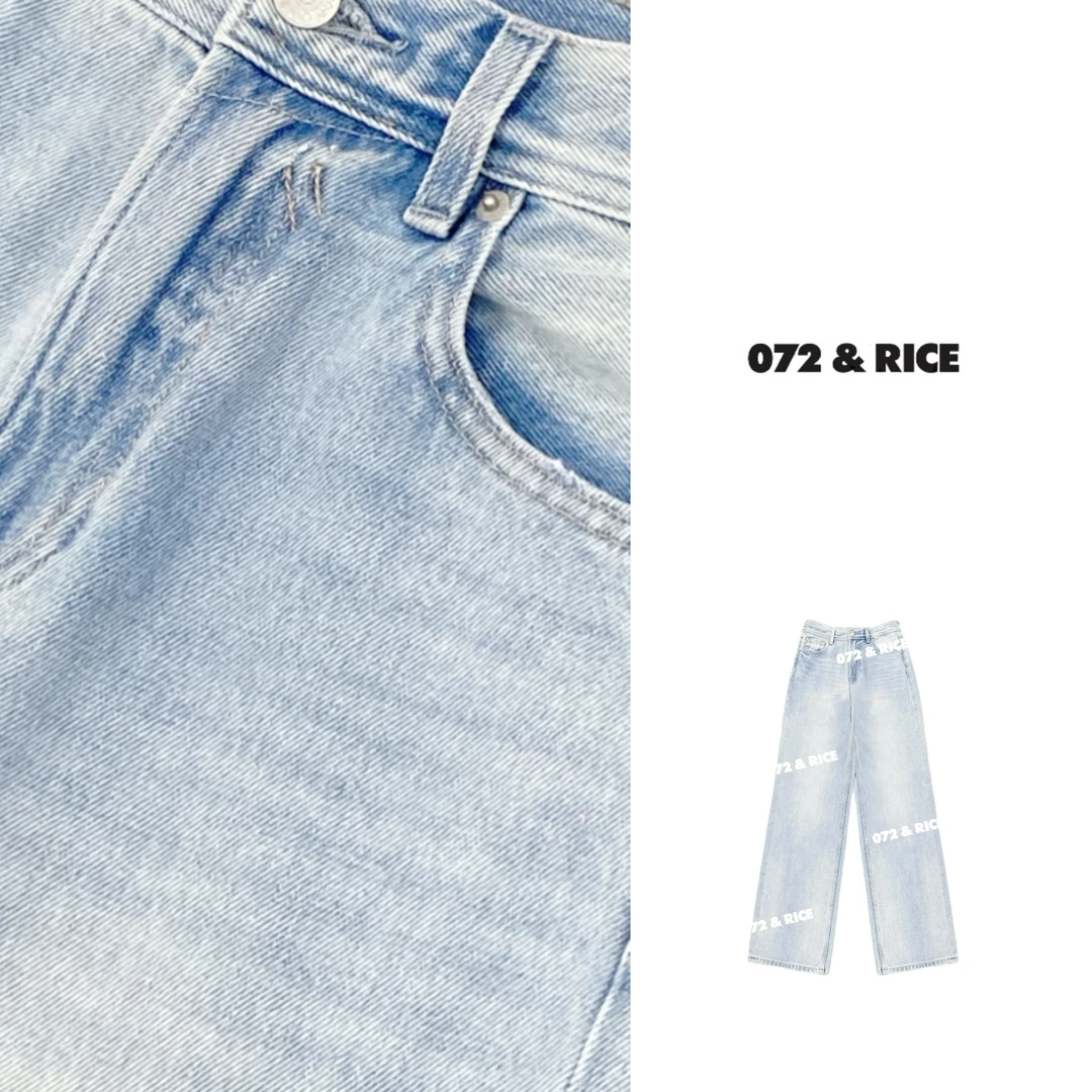 072 & RICE【海王裤】100纯棉 夏季休闲阔腿牛仔裤 A-ANG9016