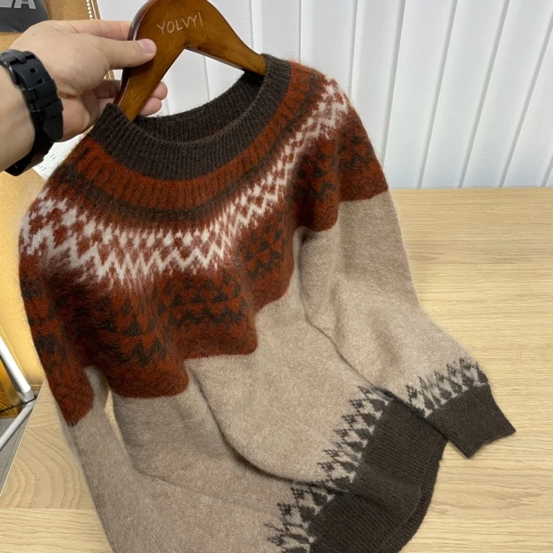 【炉边星图】贵气 费尔岛织光氛围感秋冬时尚休闲提花针织女士毛衣