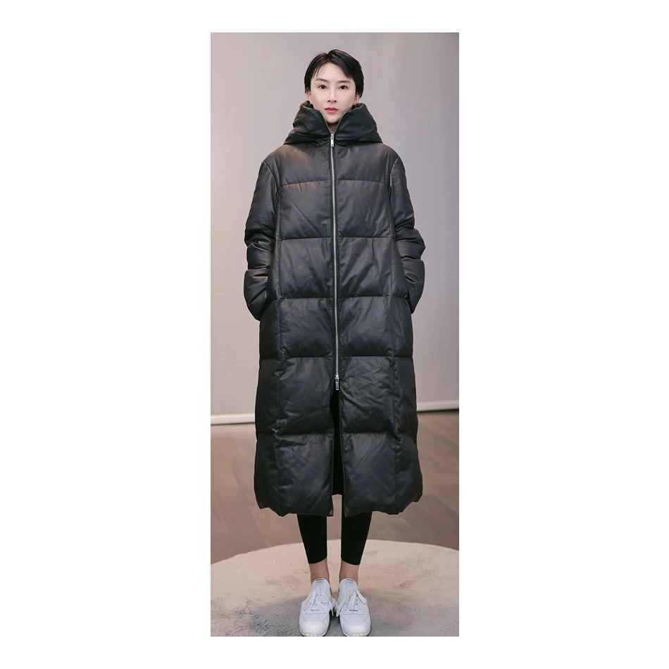 『90白鹅绒』女士高端羊皮长款外套秋冬新款P8108