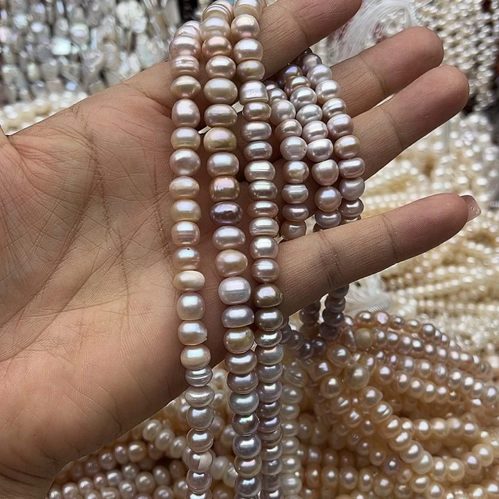 玛瑙/玉髓未镶嵌珠宝半成品一条8mm左右粉紫珍珠算盘珠