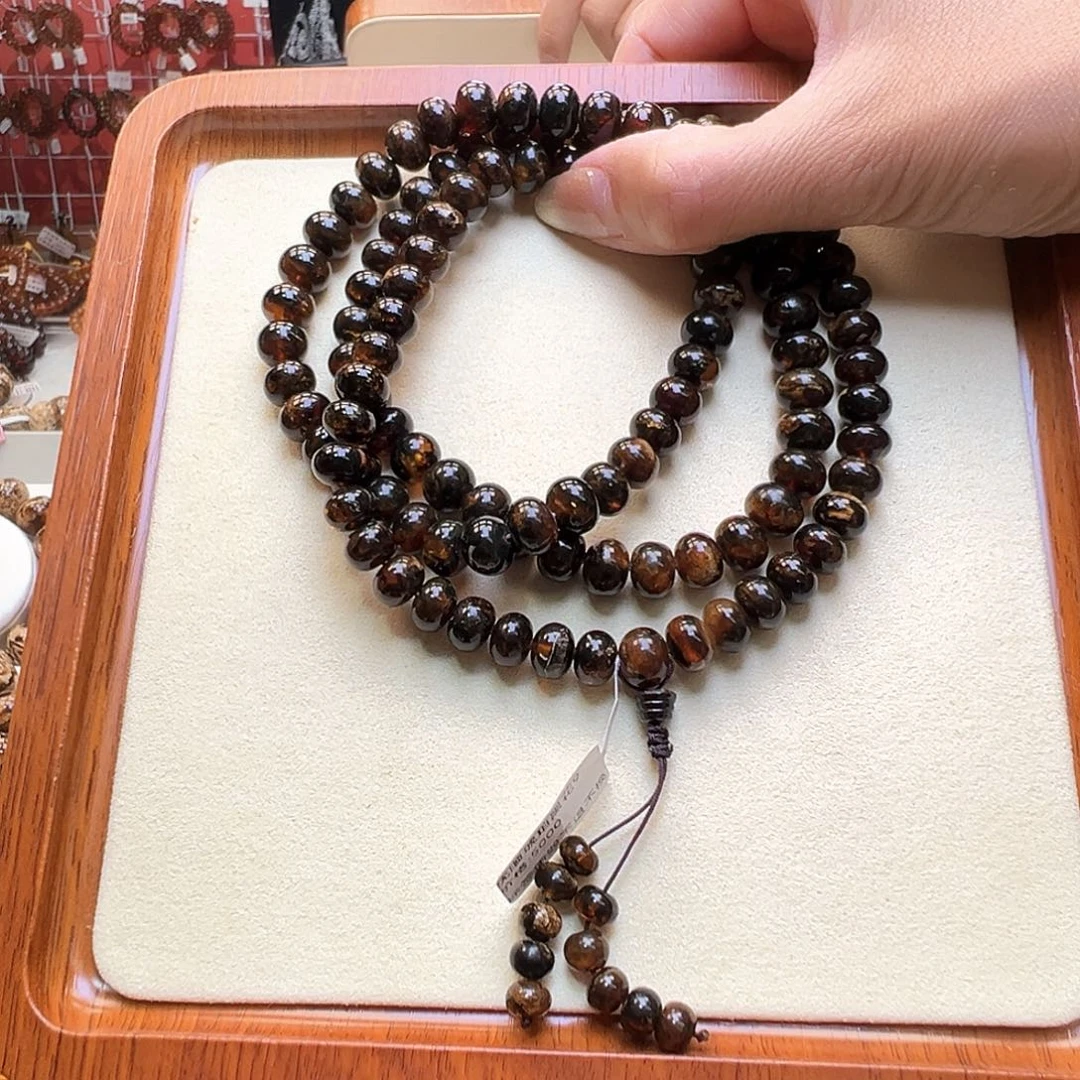 未镶嵌琥珀裸石抚顺琥珀黑花108