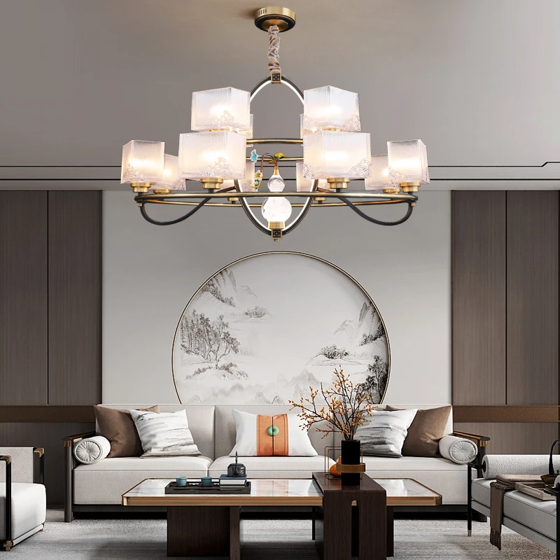 新中式全铜吊灯圆形客厅葫芦装饰现代轻奢仿古国风餐厅书房卧室灯