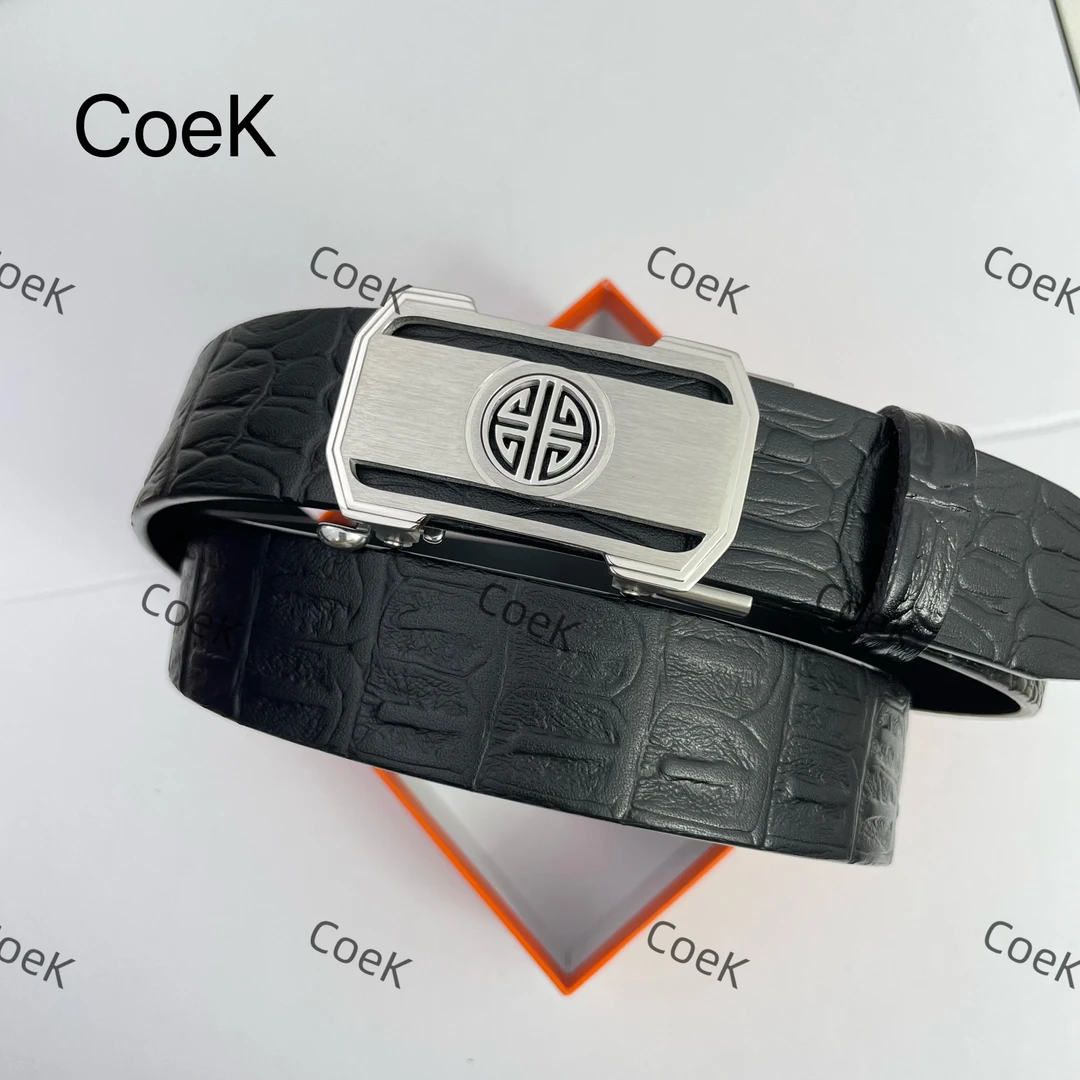 【外穿不锈钢自动扣】实心单层头层黄牛皮高档无牙自动扣男士皮带