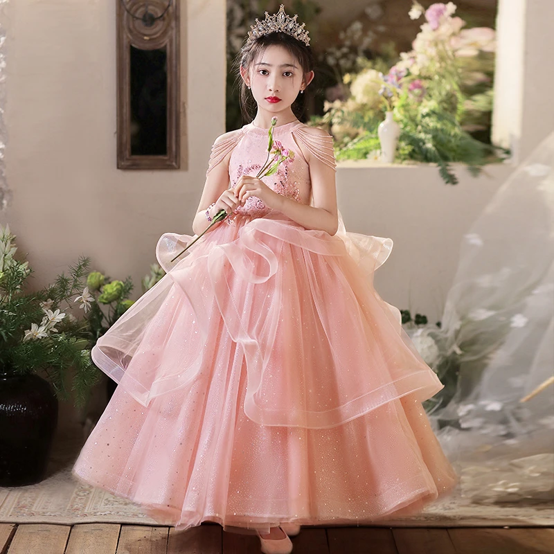 女童礼服轻奢小众高端花童婚礼小女孩主持人绝美公主裙钢琴演出服