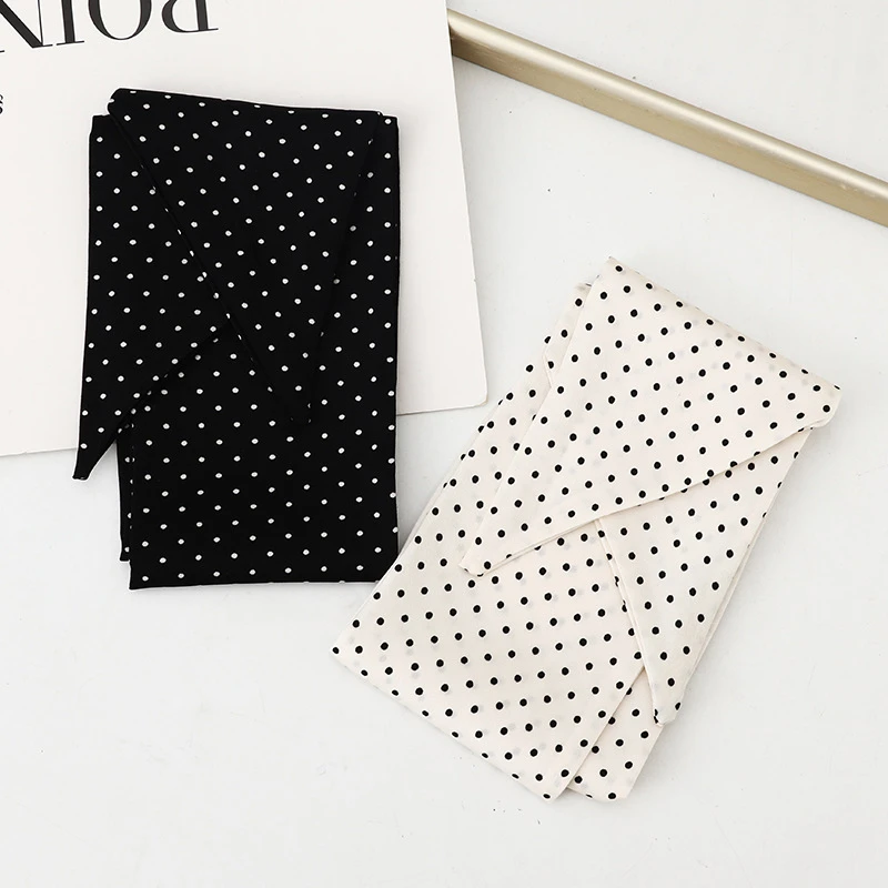 波点小丝巾女韩国春夏季印花绑包丝巾长条高级感绑发飘带发带