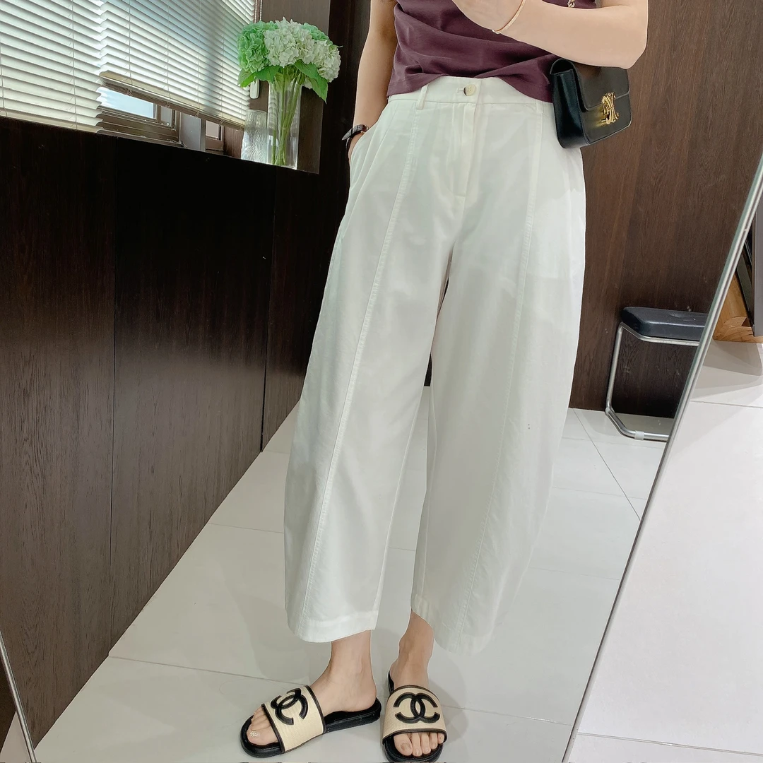 IMFLY金小金自制女装 休闲裤DYK2683夏季高腰中缝线九分哈伦裤女