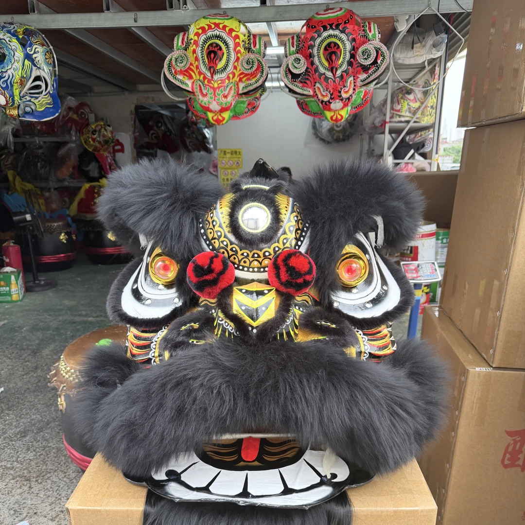 高端手绘老夫子狮头 三个镜子狮子老夫子醒狮可定制（15天内发货）