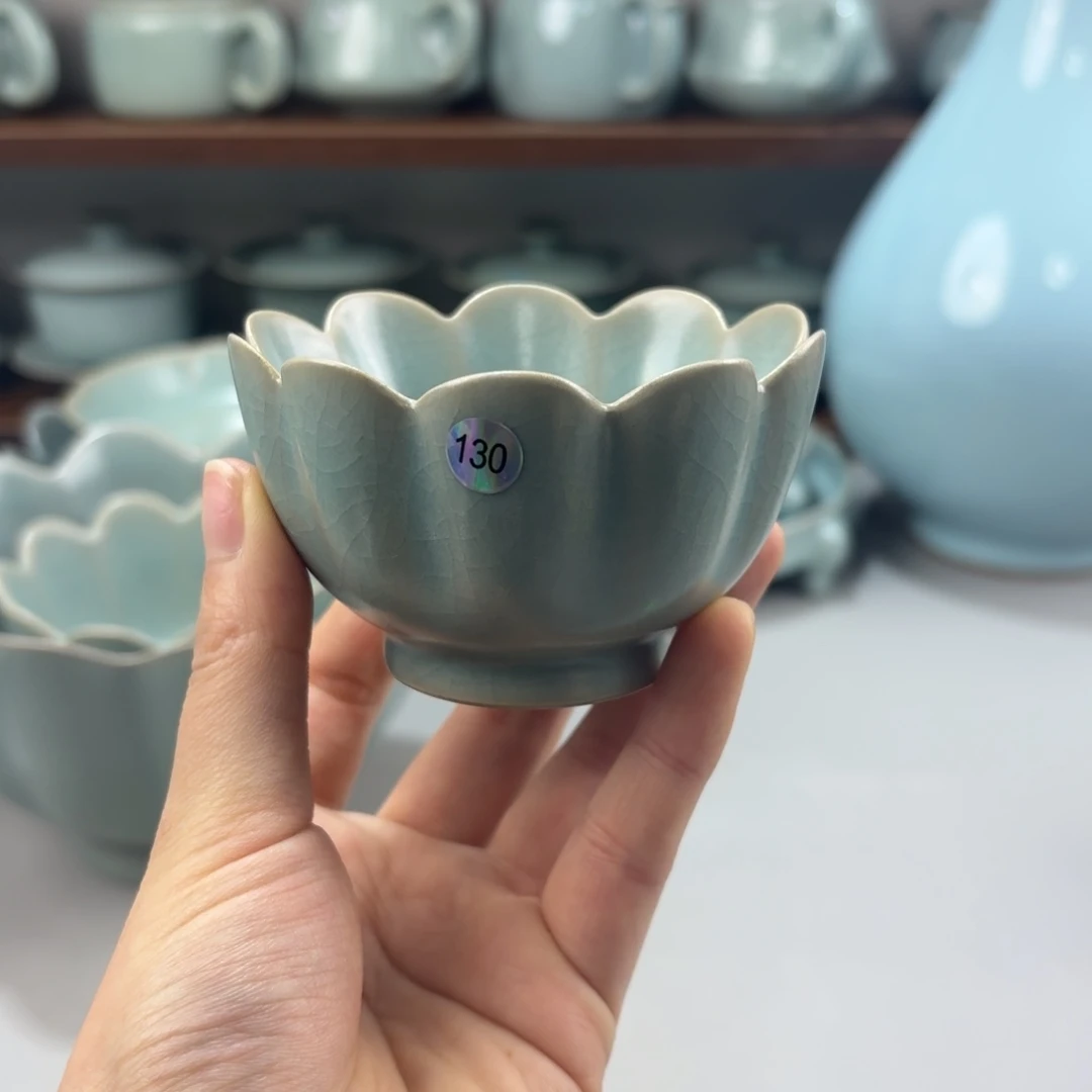 摆件瓷微瑕汝窑仿古釉小号莲花杯