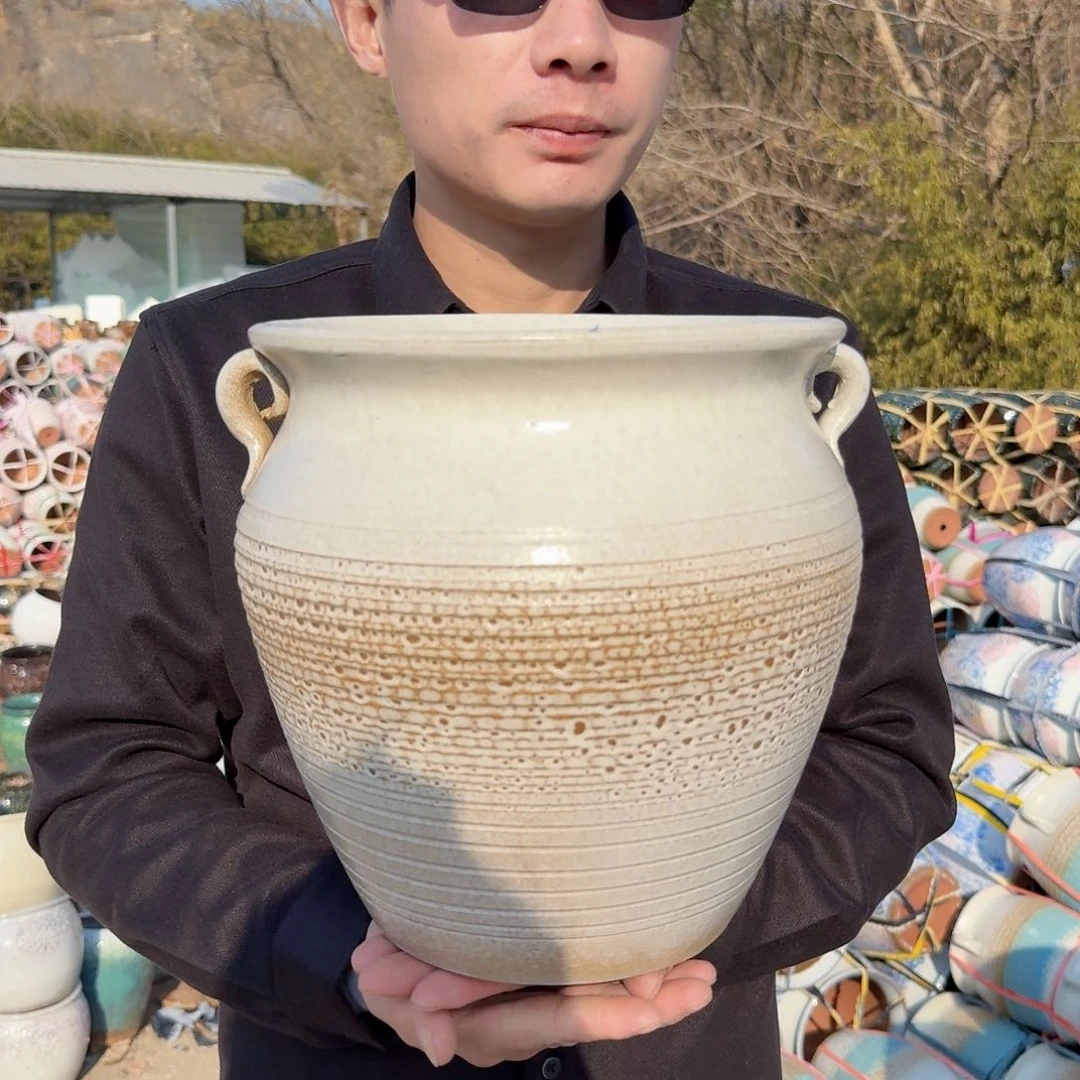 紫砂花盆口25高25（一个泡泡白色