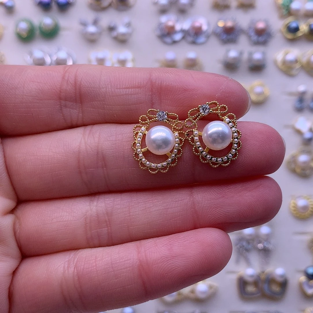 淡水珍珠耳饰合金