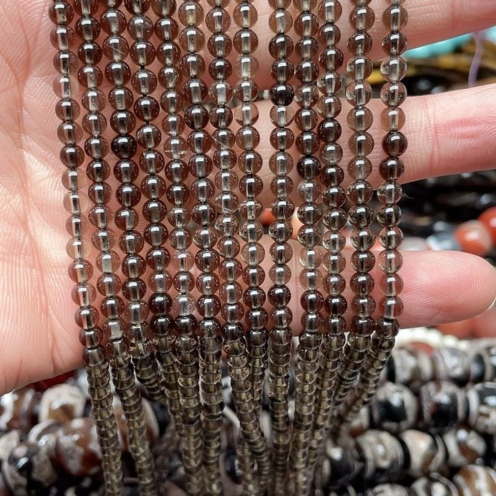 玛瑙/玉髓珠宝半成品未镶嵌一条4mm茶晶