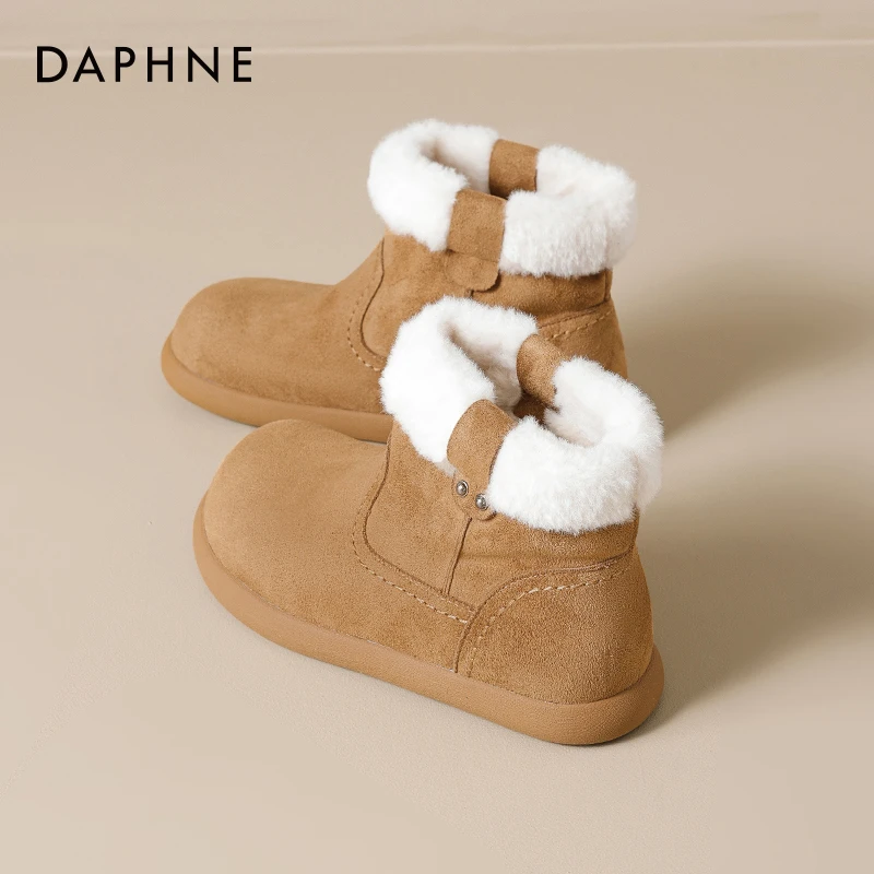 达芙妮新款厚底加绒雪地靴女款2025秋冬季短靴保暖毛毛鞋百搭棉鞋
