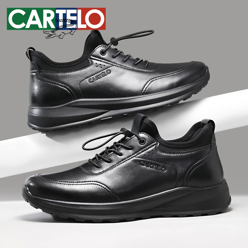 CARTELO/卡帝乐鳄鱼时尚商务透气英伦风男士皮鞋轻便一脚蹬爸爸鞋