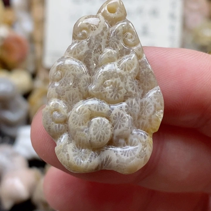 颈饰未镶嵌硅化珊瑚（珊瑚玉）有瑕 小