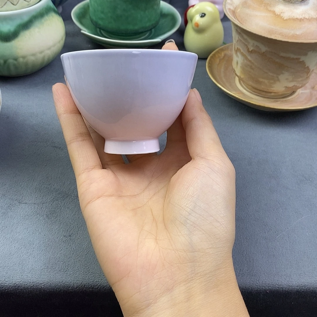 景德镇高温颜色釉鸡心杯