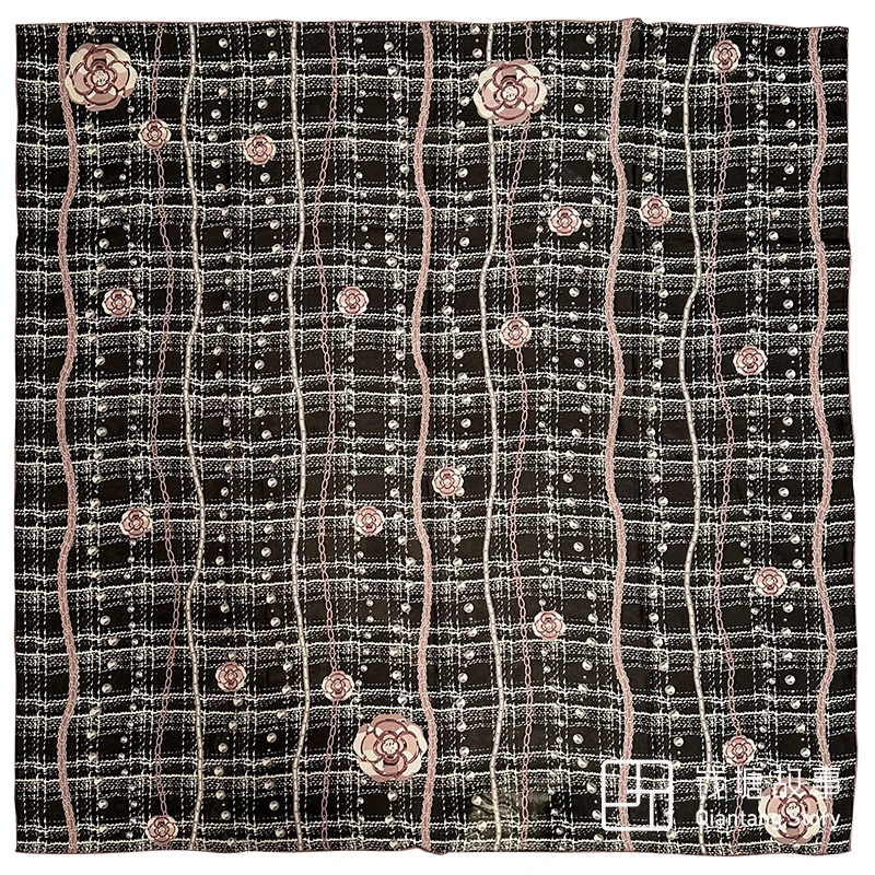 Qiantang Story/钱塘故事110方巾-乔琪山茶珍珠桑蚕丝丝巾108cm