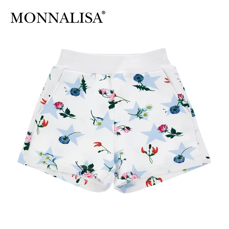 MONNALISA意大利进口百分百有机棉手绘刺绣短裤4-12岁