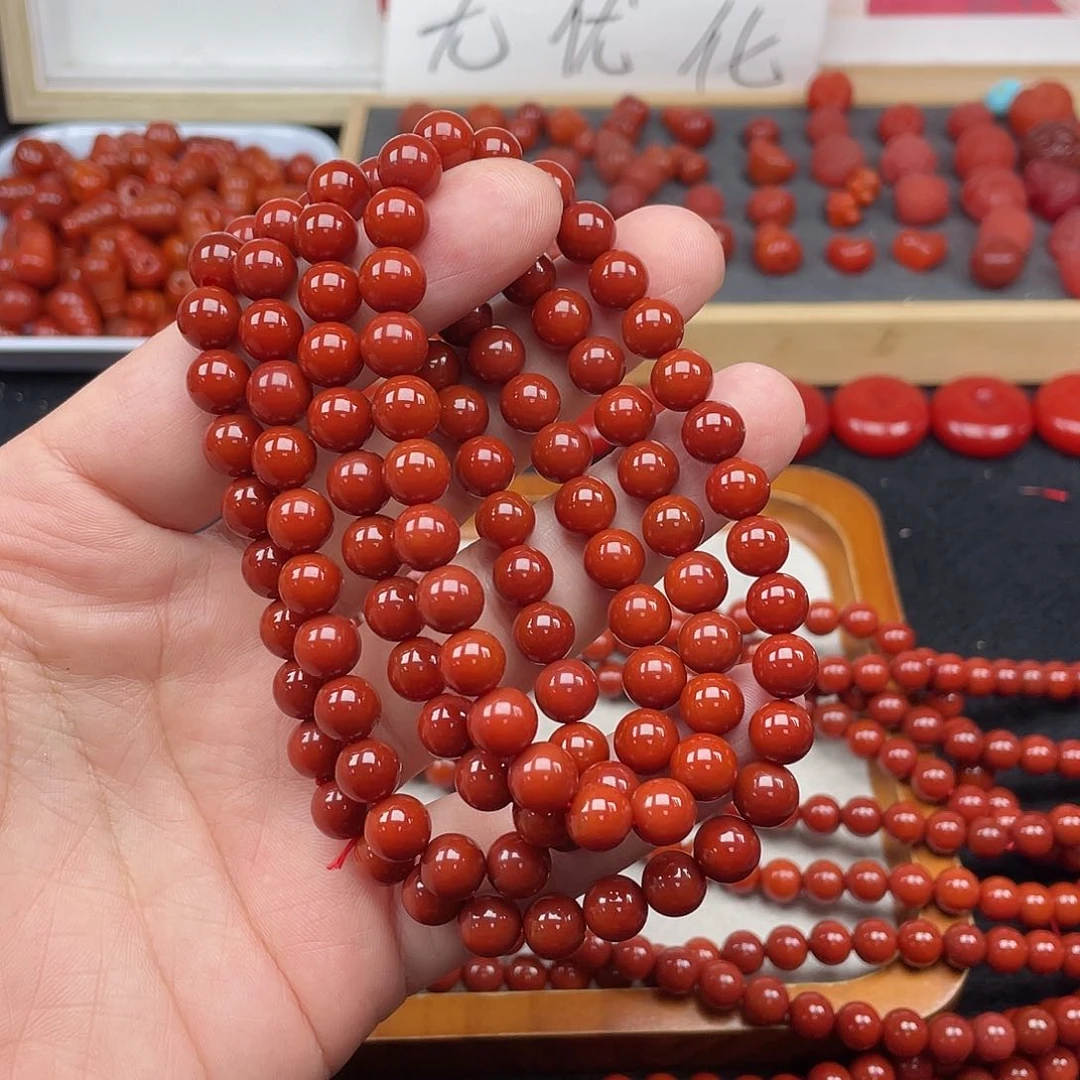 未镶嵌2号瓦西牛血红卡8长链南红玛瑙