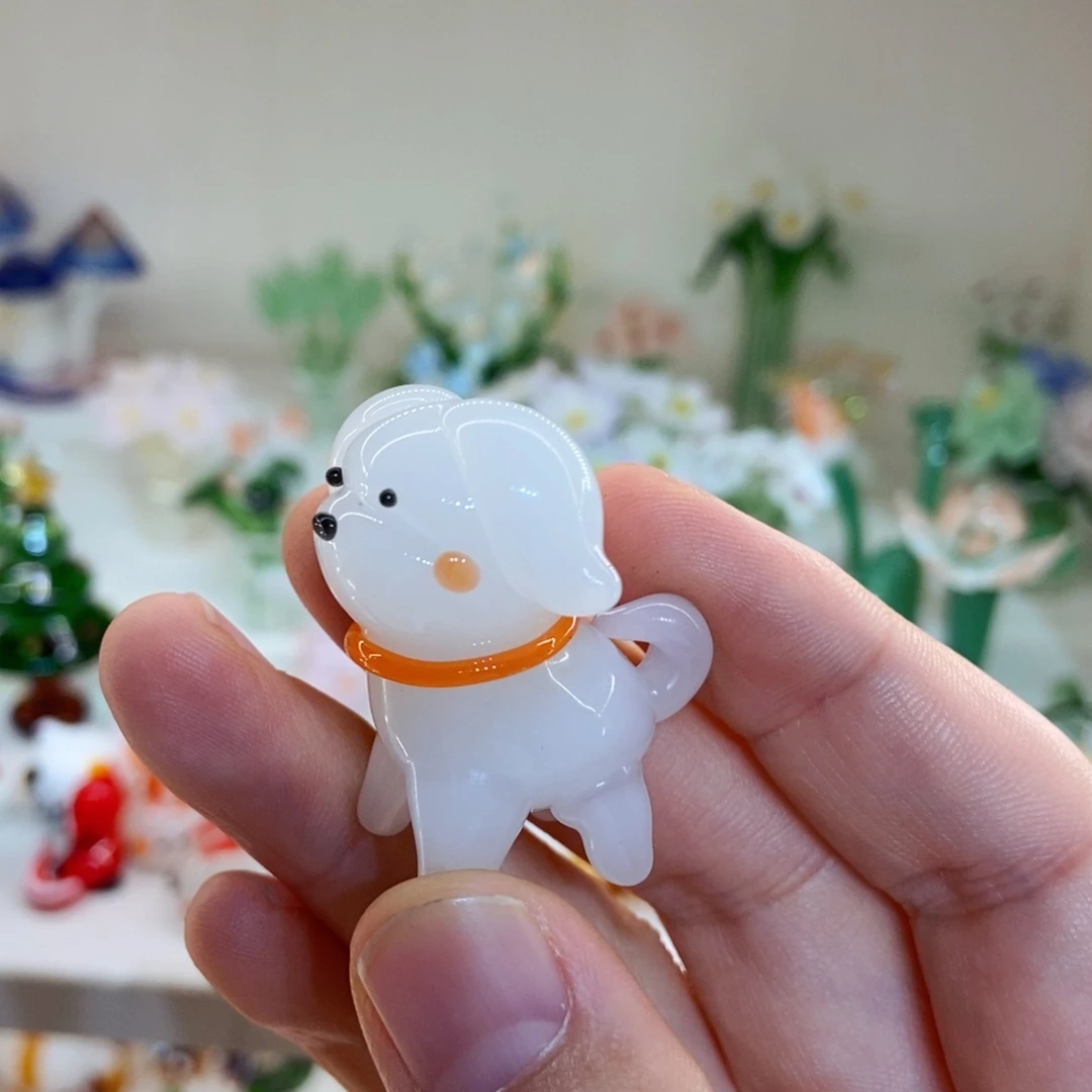 手工艺品琉璃小白狗