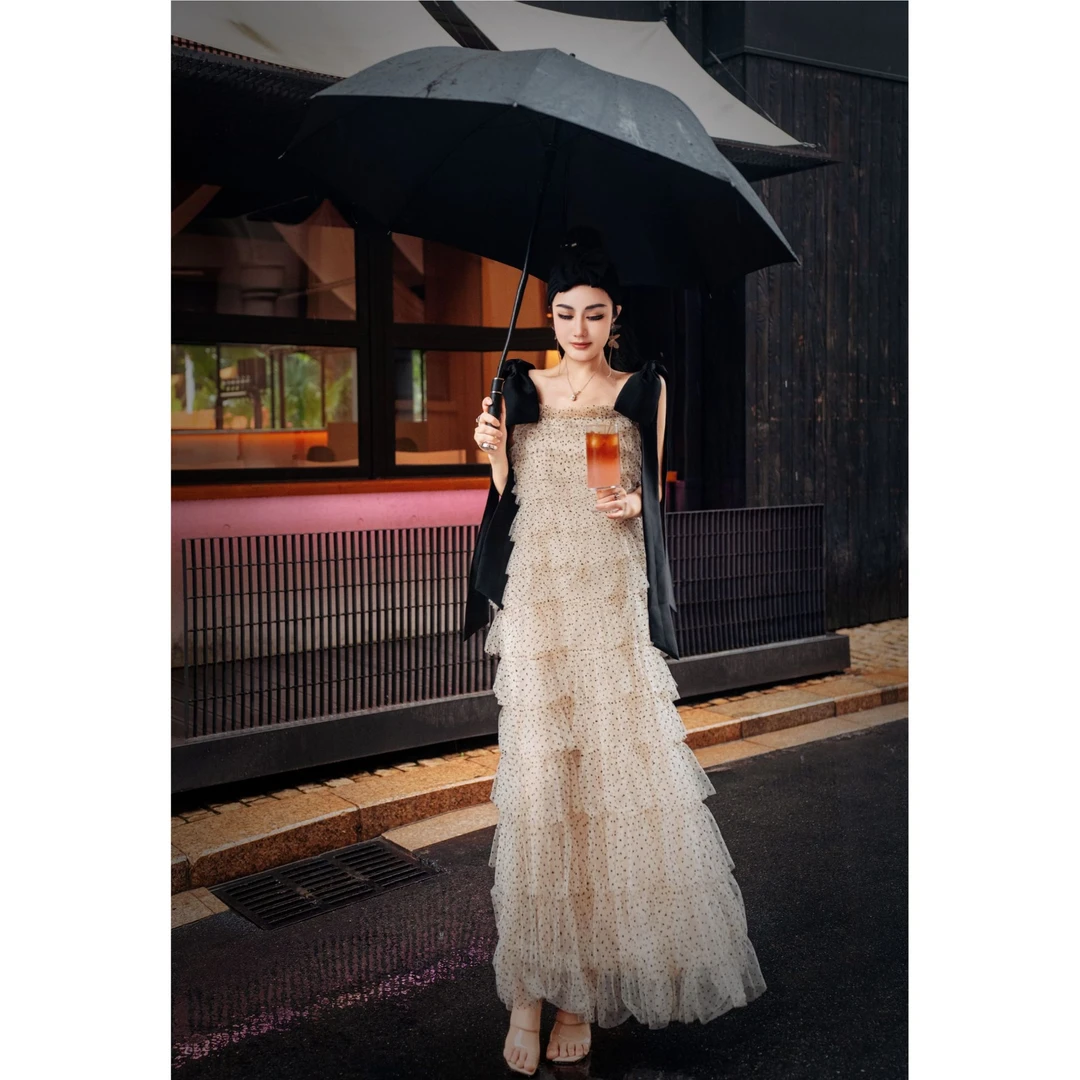 【星姐推荐】星原创高级定制【双蝶缀点】设计师轻奢名媛礼服裙