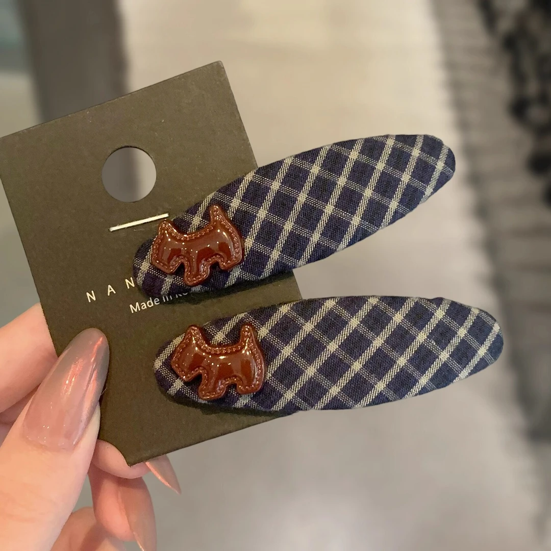 44 韩国ins风格纹狗狗掰掰夹懒人bb夹甜美鸭嘴夹女侧边刘海碎发