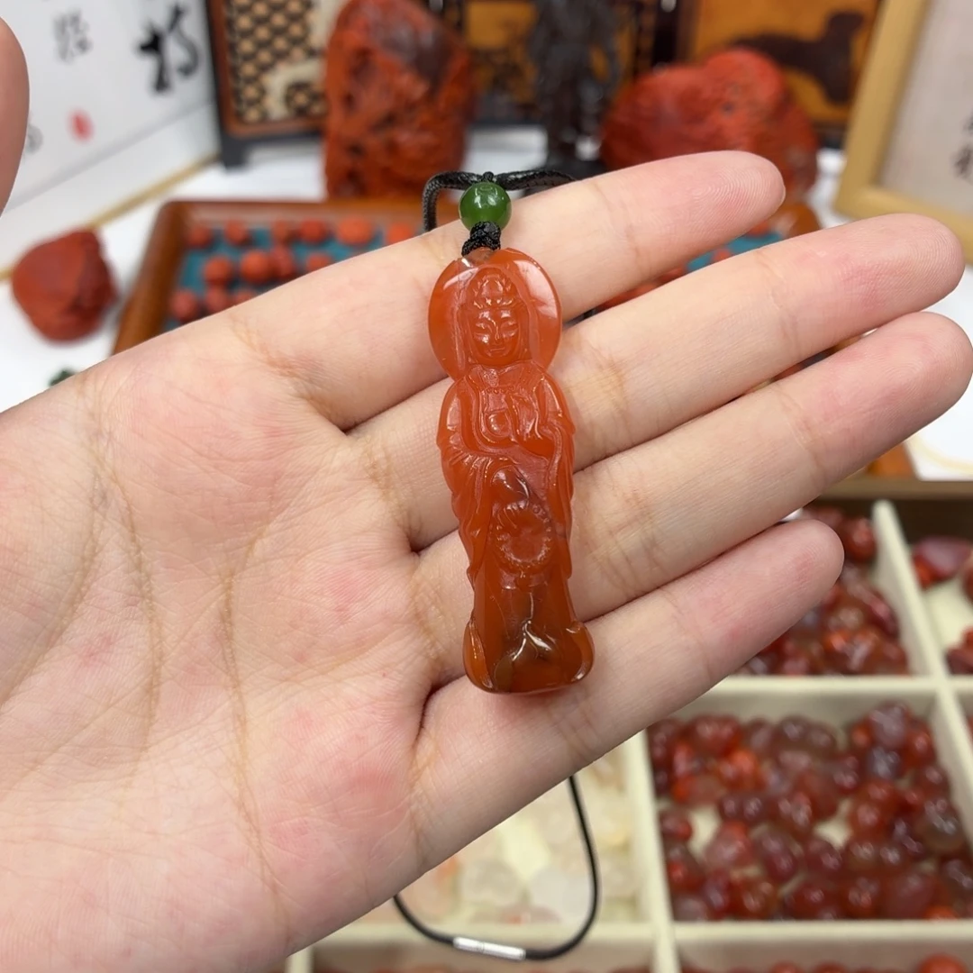 南红玛瑙未镶嵌配饰南红观音吊坠