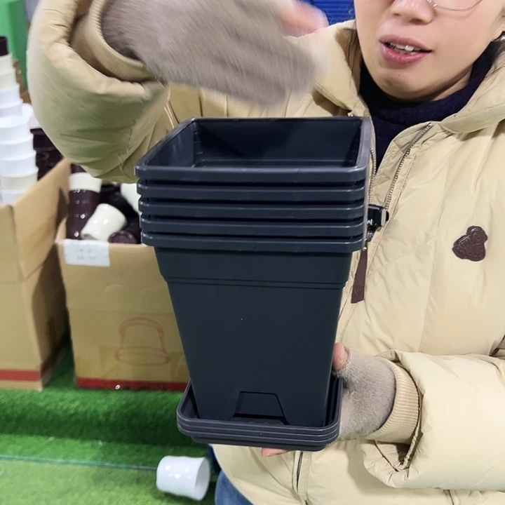 特价方盆口16高18黑色带托5只