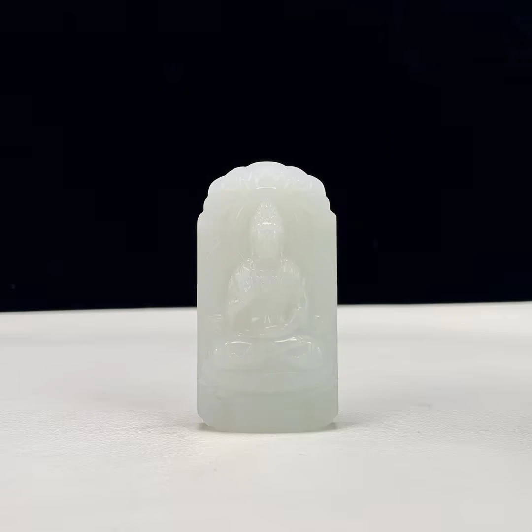 【豫人豫品】 和田玉吊坠手工精雕白玉观世音j3195
