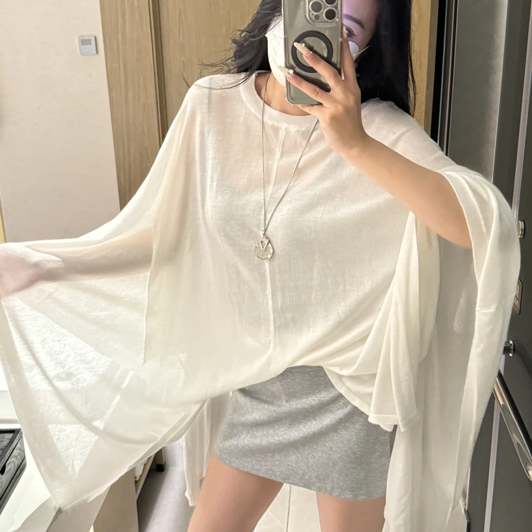 不规则斗篷式慵懒风宽松不规则长袖防晒罩衫