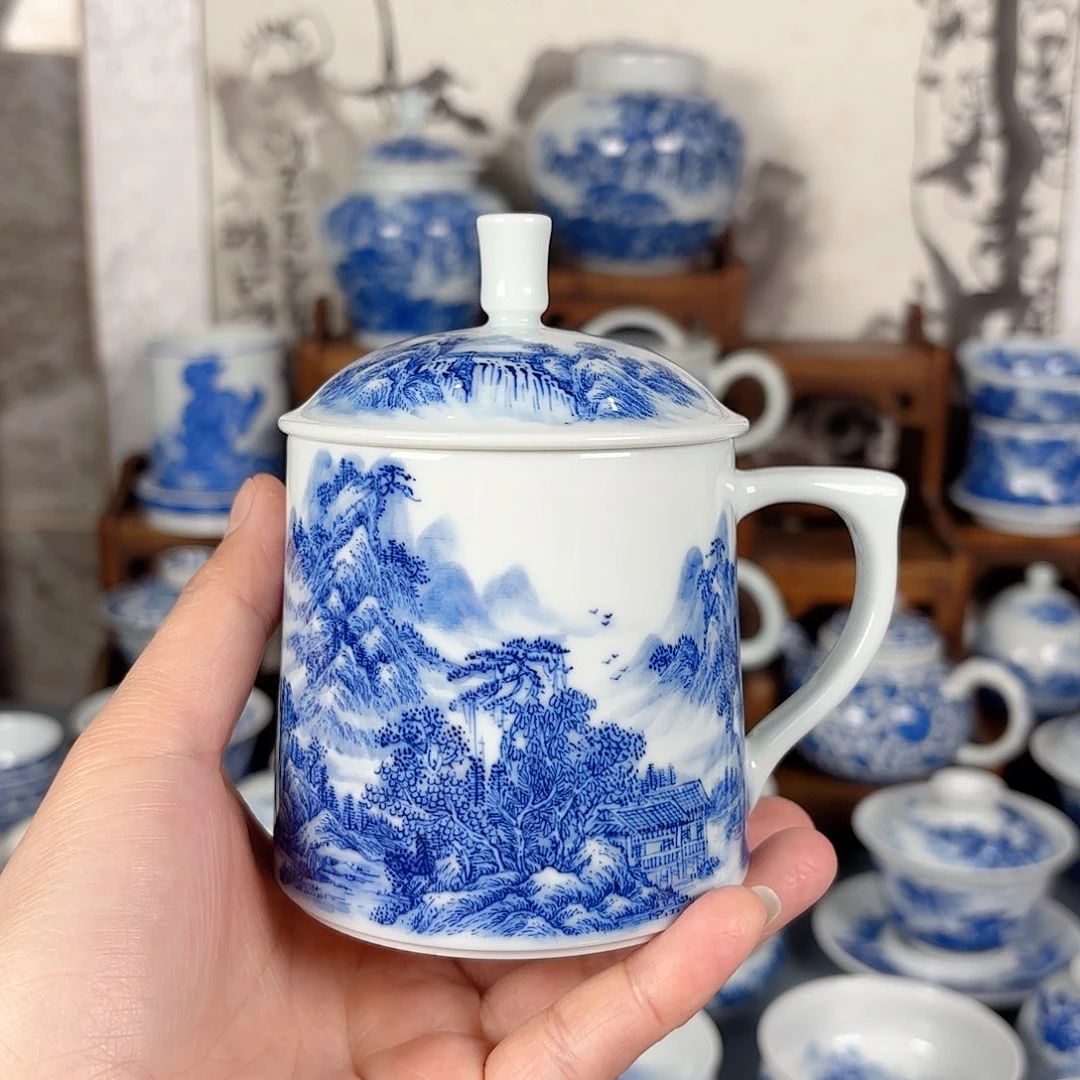 杯高青花瓷器手绘作品杯