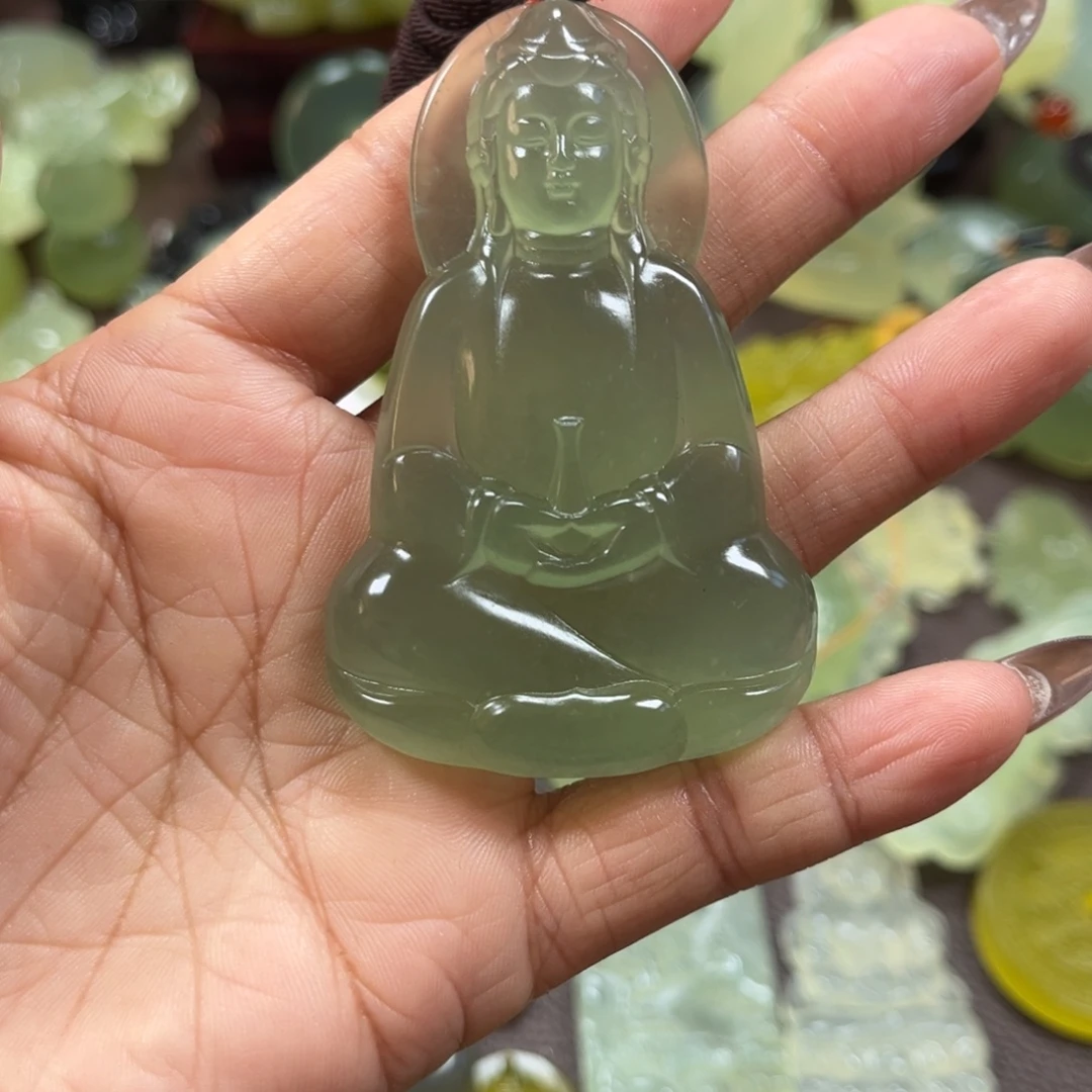 白***沙蛇纹石玉未镶嵌颈饰