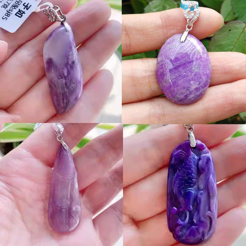 南非国石天然舒俱来苏纪石樱花粉皇家紫色彩色宝石吊坠项链女原石