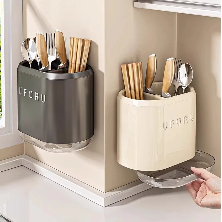 筷子筒壁挂筷子收纳神器高档放勺子叉子筷笼子家用厨房筷篓置物架
